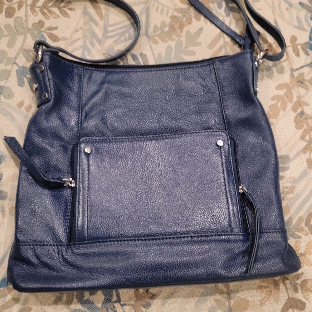Stylish Blue Leather Shoulder Bag